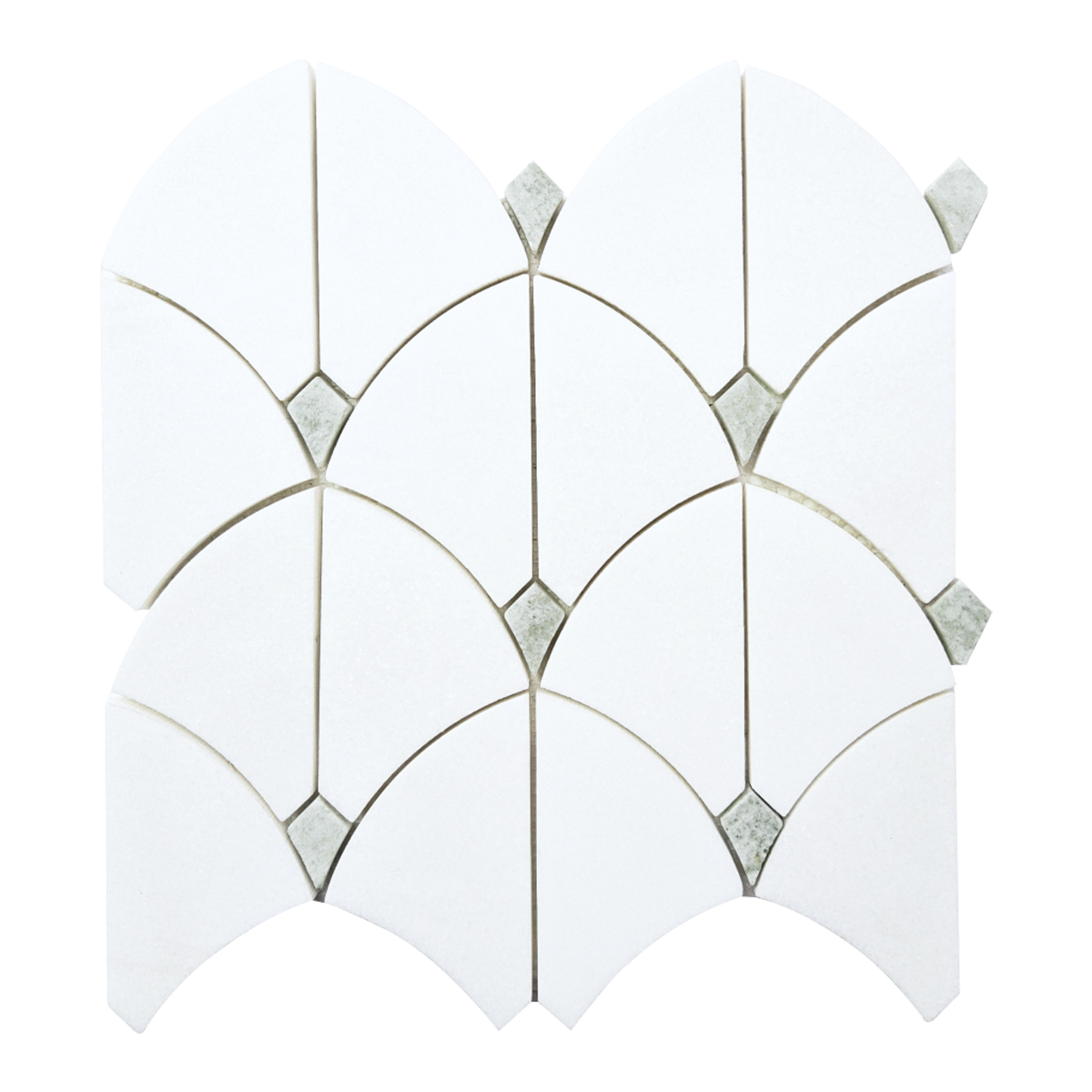 ROMINA - Thassos W/ Agatha Green Marble Mosaic - Polished  - DW TILE & STONE - Atlanta Marble Natural Stone Wholesale Stone Supplier