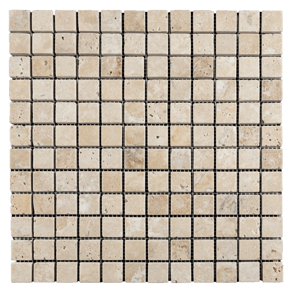 1x1 Walnut Travertine Mosaic Tile - Tumbled  - DW TILE & STONE - Atlanta Marble Natural Stone Wholesale Stone Supplier