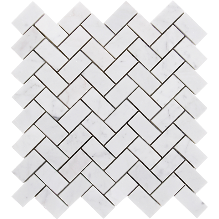 1x2 HERRINGBONE Bianco Gioia Marble Mosaic Tile - Polished Polished / 11" x 12" - DW TILE & STONE - Atlanta Marble Natural Stone Wholesale Stone Supplier