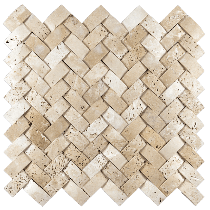 1x2 Ivory Travertine Mosaic Tile Cambered  Herringbone - Honed Honed / 1" x 2" - DW TILE & STONE - Atlanta Marble Natural Stone Wholesale Stone Supplier