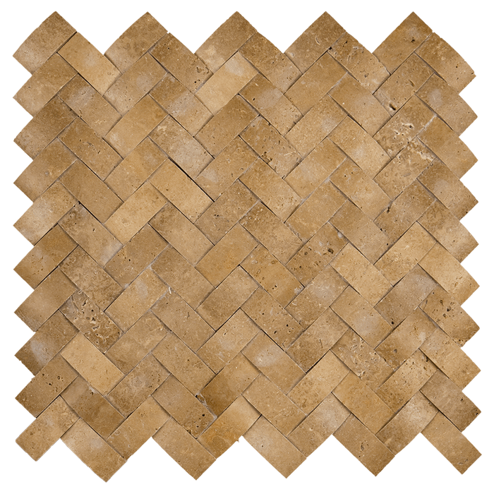 1x2 Noche Travertine Mosaic Tile Cambered Herringbone - Honed Honed / 1" x 2" - DW TILE & STONE - Atlanta Marble Natural Stone Wholesale Stone Supplier