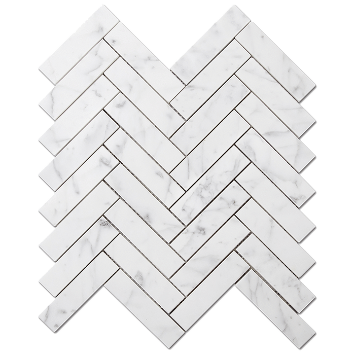 1x4 HERRINGBONE Bianco Gioia Marble Mosaic Tile - Polished Polished / 11" x 12" - DW TILE & STONE - Atlanta Marble Natural Stone Wholesale Stone Supplier