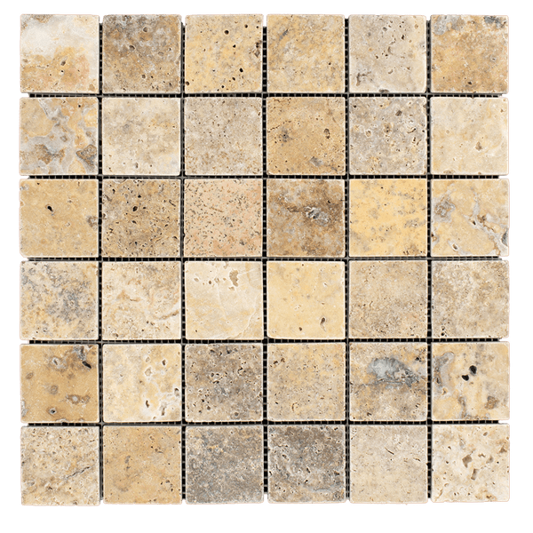 2x2 Scabos Travertine Mosaic Tile - Tumbled – DW TILE & STONE