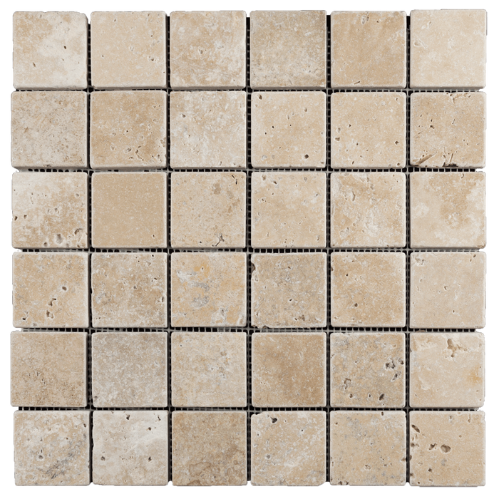 2x2 Walnut Travertine Mosaic Tile - Tumbled Tumbled / 2" x 2" - DW TILE & STONE - Atlanta Marble Natural Stone Wholesale Stone Supplier