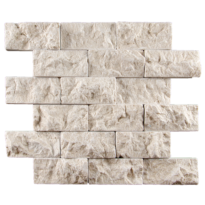 2x4 Crema Nova Marble Mosaic Tile - Tumbled Split Face Tumbled Split Face / 12"x12" - DW TILE & STONE - Atlanta Marble Natural Stone Wholesale Stone Supplier