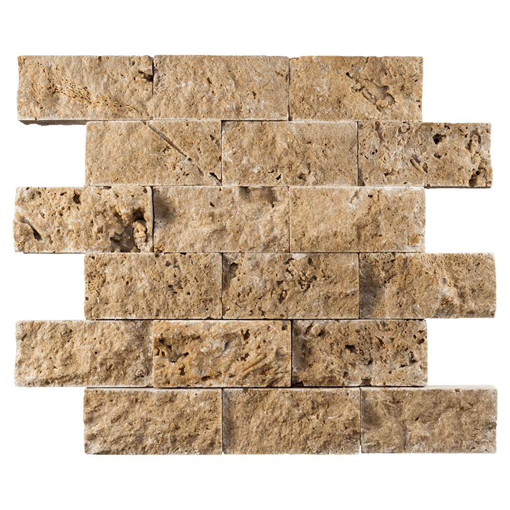 2x4 Noche Travertine Mosaic Tile - Split Face Split Face / 2" x 4" - DW TILE & STONE - Atlanta Marble Natural Stone Wholesale Stone Supplier