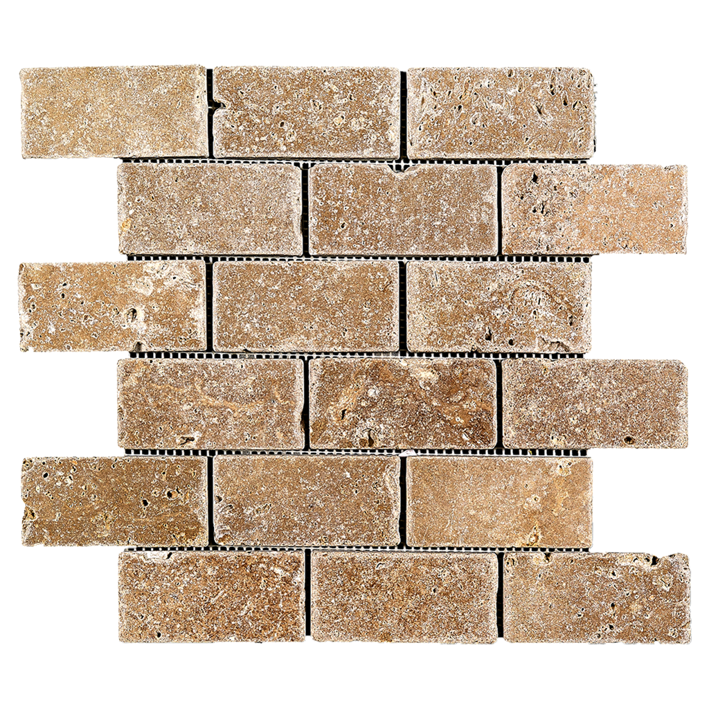 2x4 Noche Travertine Mosaic Tile - Tumbled Tumbled / 2" x 4" - DW TILE & STONE - Atlanta Marble Natural Stone Wholesale Stone Supplier
