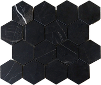 3" Hexagon Nero Marquina Mosaic - Polished Or Honed Honed / 11" x 12" - DW TILE & STONE - Atlanta Marble Natural Stone Wholesale Stone Supplier