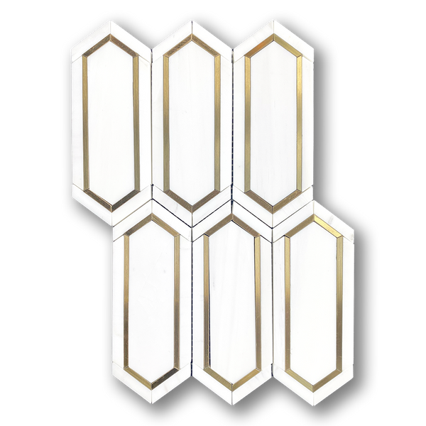 AURA - Dolomite Marble Picket w/Brass - Polished – DW TILE & STONE