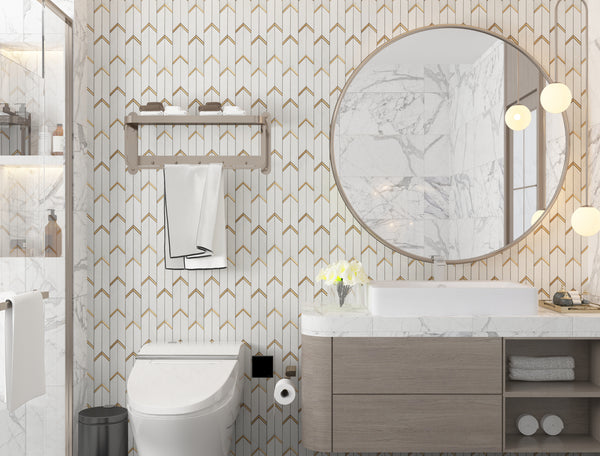 AVANA - Bianco Bello Marble w/Brass - Polished – DW TILE & STONE