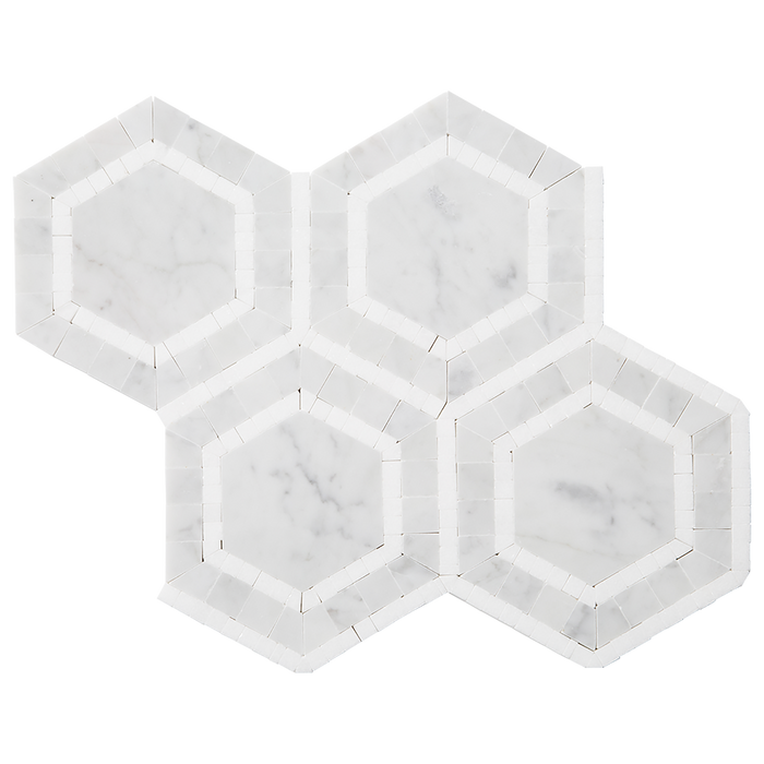 OVATION Bianco Gioia Marble Hexagon Mosaic w/Thassos - Polished Polished / Hexagon - DW TILE & STONE - Atlanta Marble Natural Stone Wholesale Stone Supplier