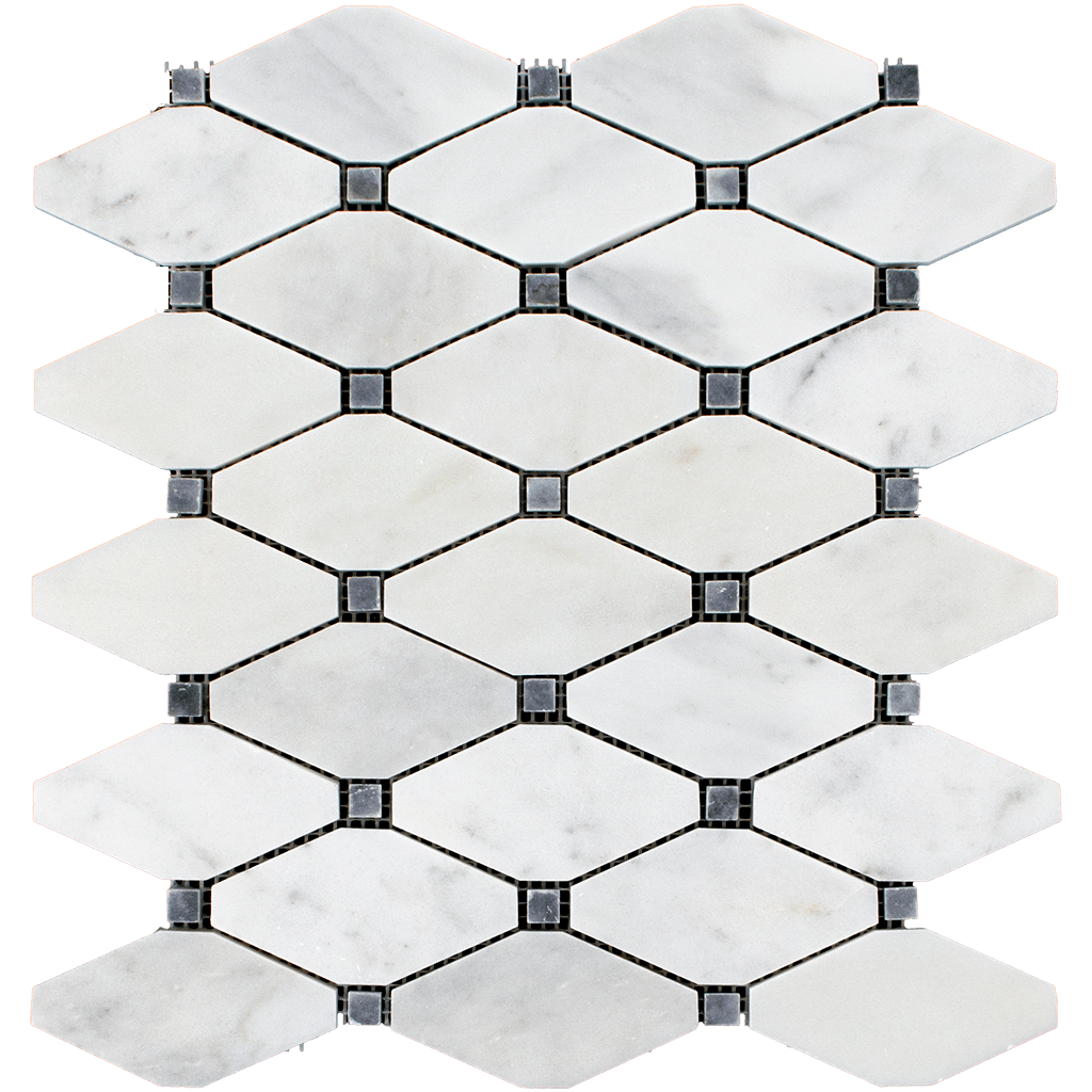 DIAMOND Bianco Perla Marble w/Grey Mosaic Tile - Polished Polished / 10.5"x12" - DW TILE & STONE - Atlanta Marble Natural Stone Wholesale Stone Supplier