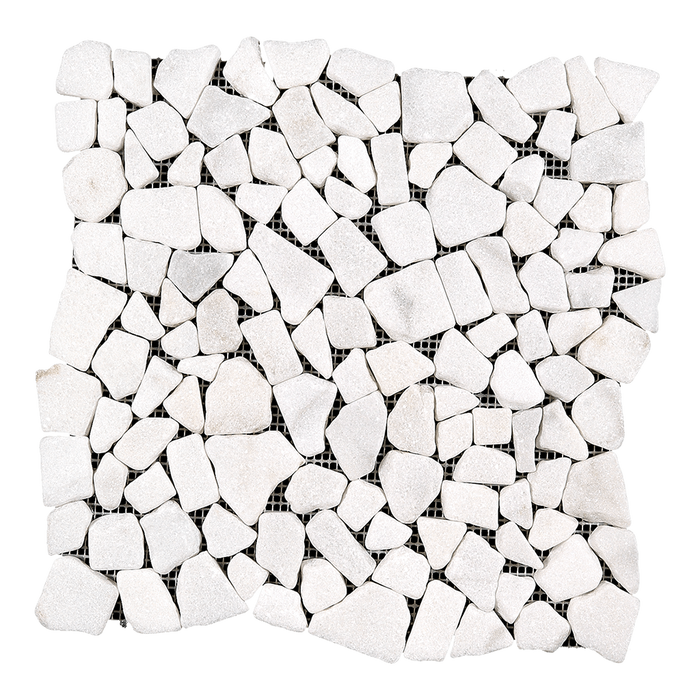 PEBBLE Bianco Perla Marble Mosaic - Tumbled  - DW TILE & STONE - Atlanta Marble Natural Stone Wholesale Stone Supplier