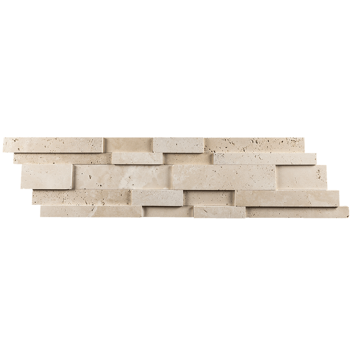 Ivory Travertine Mosaic Tile Strips Up and Down Mosaic - Honed Honed / Up Down - DW TILE & STONE - Atlanta Marble Natural Stone Wholesale Stone Supplier
