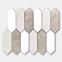 2" x 6" PICKET MIX Dolomite Iceberg w/Tundra Grey Mosaic - Honed  - DW TILE & STONE - Atlanta Marble Natural Stone Wholesale Stone Supplier