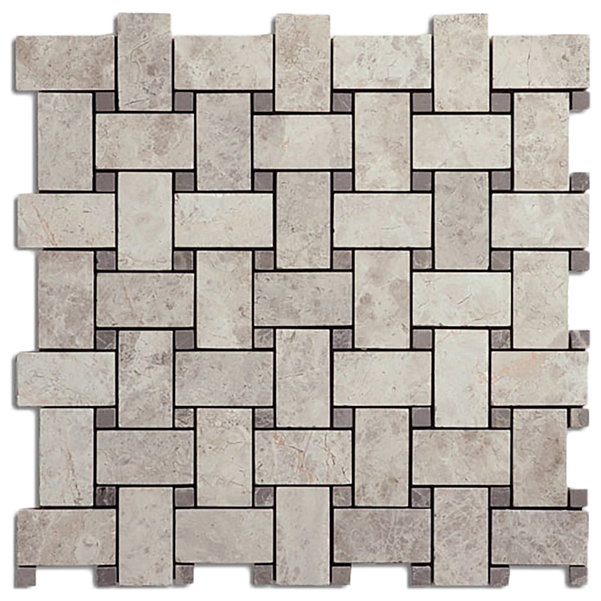 1-1/4"x2" Silver Shadow Marble Basketweave w/Royal Grey Mosaic Tile - Honed Honed / 12"x12" - DW TILE & STONE - Atlanta Marble Natural Stone Wholesale Stone Supplier