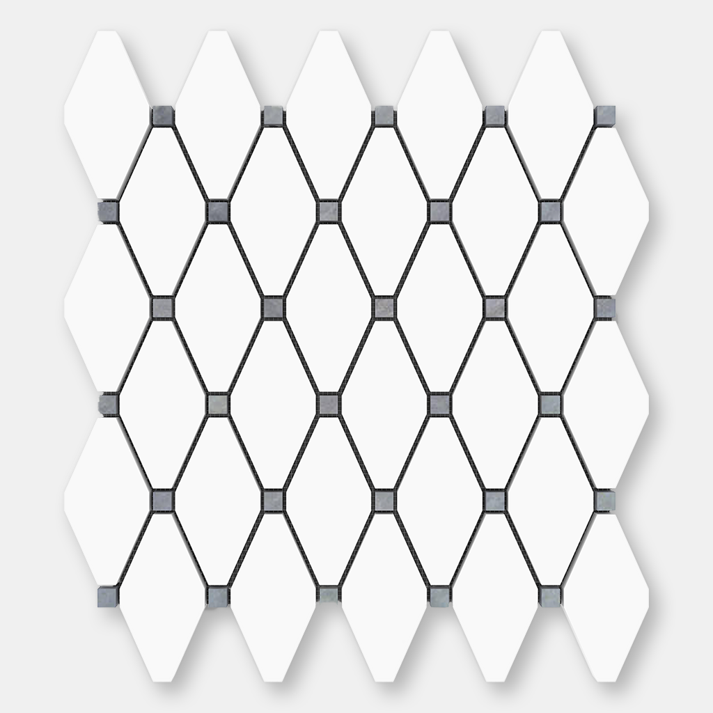 DIAMOND Dolomite w/Ocean Gray Marble Mosaic Tile - Polished  - DW TILE & STONE - Atlanta Marble Natural Stone Wholesale Stone Supplier