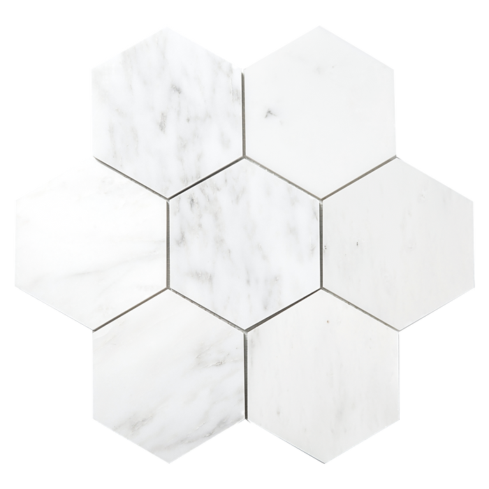 Bianco Bello Marble Premium 4" Hexagon Mosaic - Honed  - DW TILE & STONE - Atlanta Marble Natural Stone Wholesale Stone Supplier