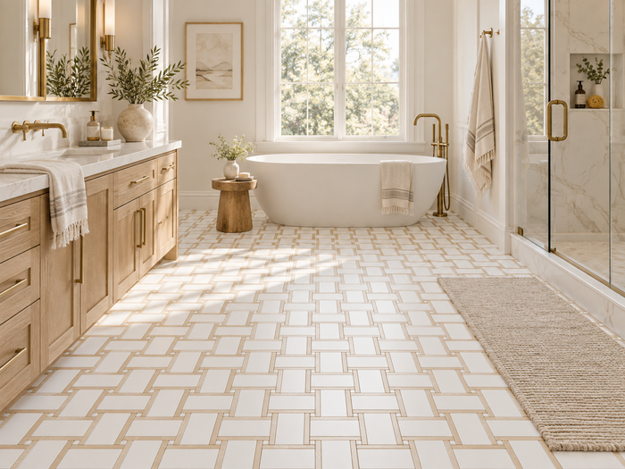MONET - Thassos Marble w/Crema Nova Mosaic - Honed - DW TILE & STONE - Atlanta Marble Natural Stone Wholesale Stone Supplier
