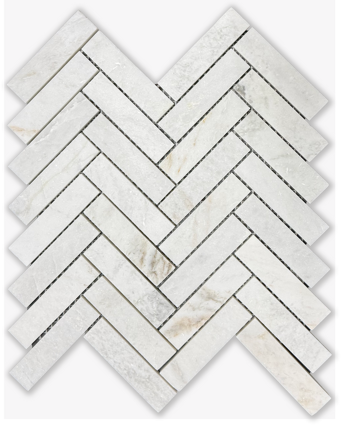 1"x4" Herringbone Calacatta Velato Mosaic - Honed
