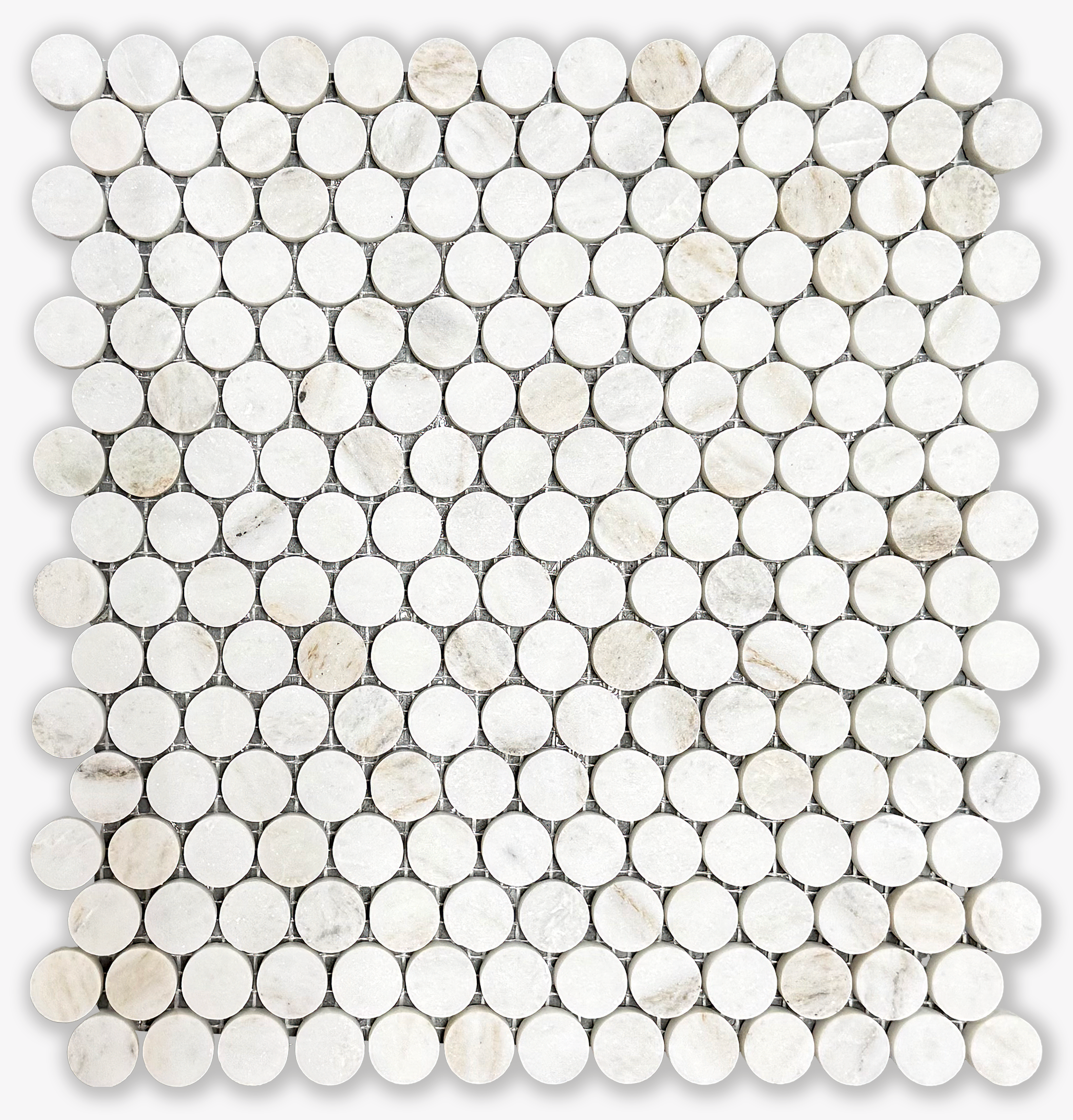 Penny Round Calacatta Velato Mosaic - Honed