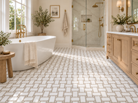 MONET - Thassos Marble w/Palissandro Mosaic - Honed