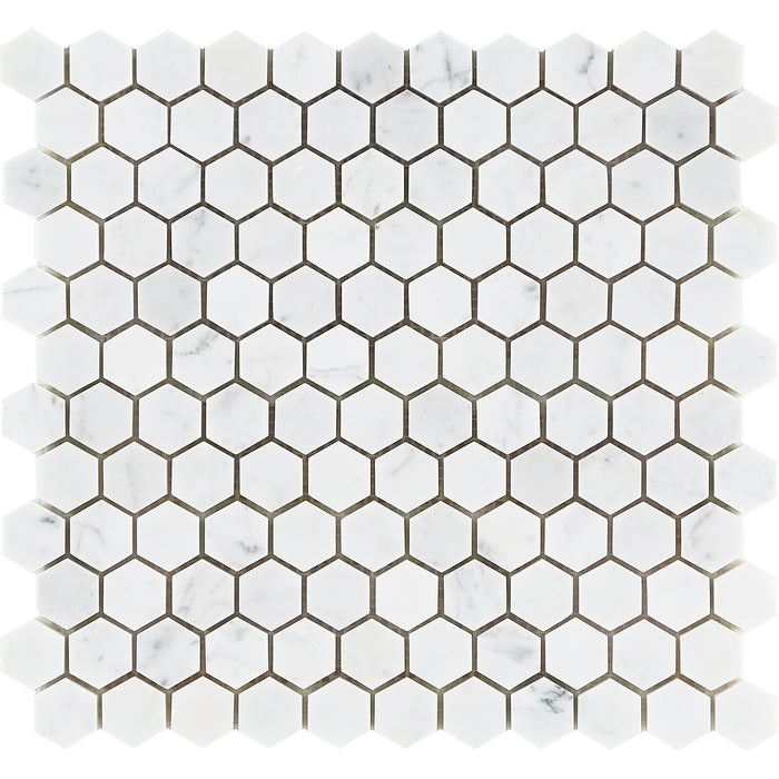 1" HEXAGON Bianco Gioia Marble Mosaic Tile - Polished  - DW TILE & STONE - Atlanta Marble Natural Stone Wholesale Stone Supplier