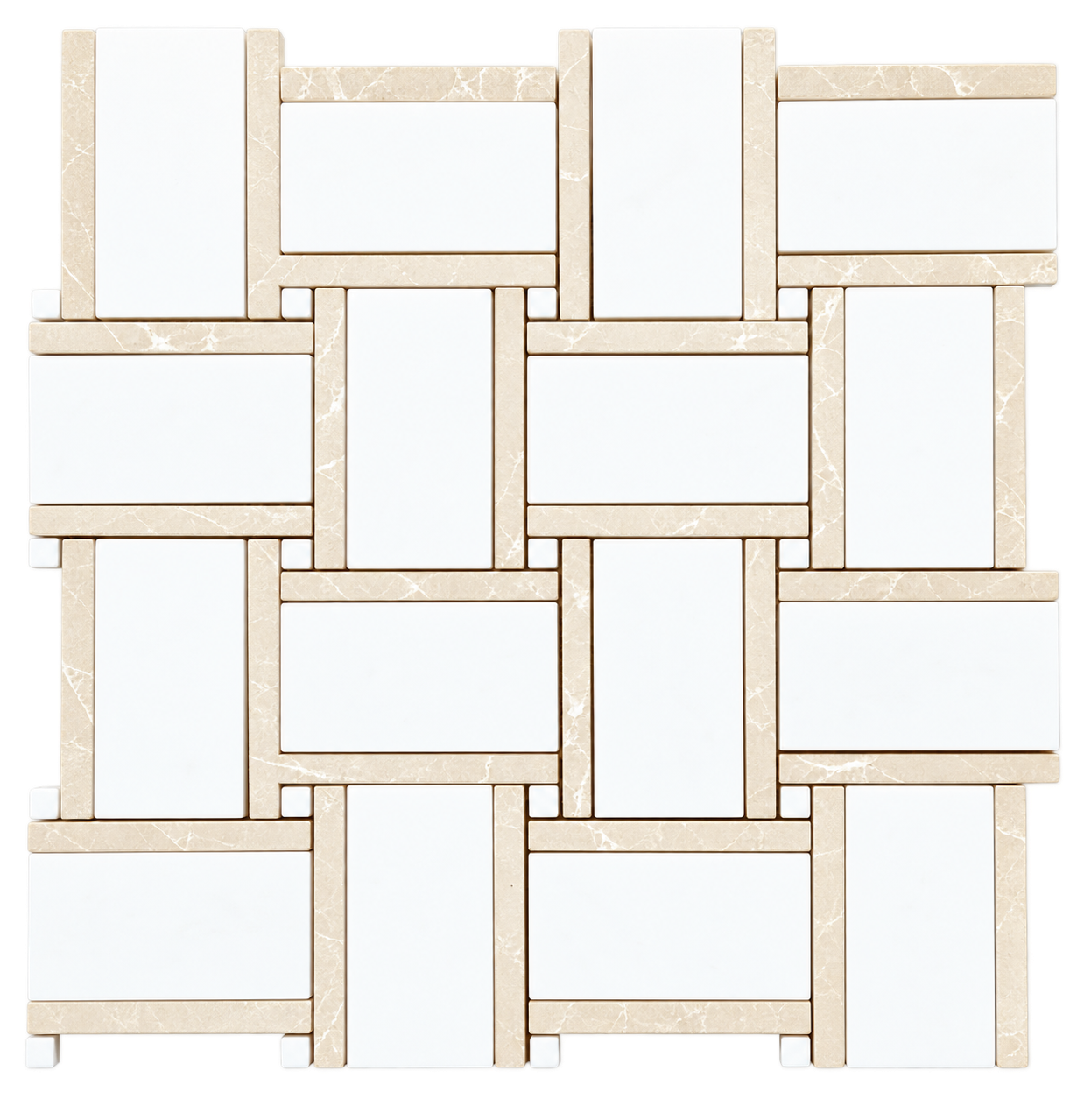 MONET - Thassos Marble w/Crema Nova Mosaic - Honed - DW TILE & STONE - Atlanta Marble Natural Stone Wholesale Stone Supplier