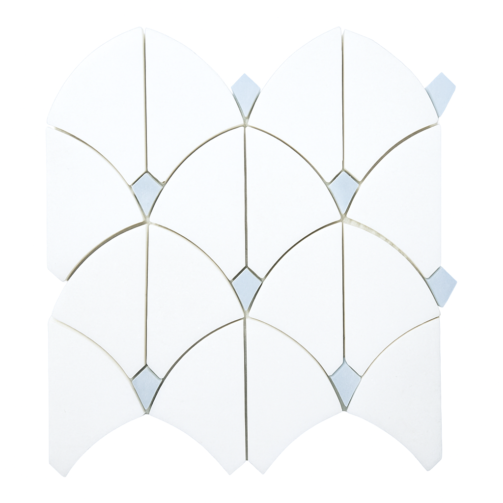 ROMINA - Thassos W/ Blue Celeste Marble Mosaic - Polished