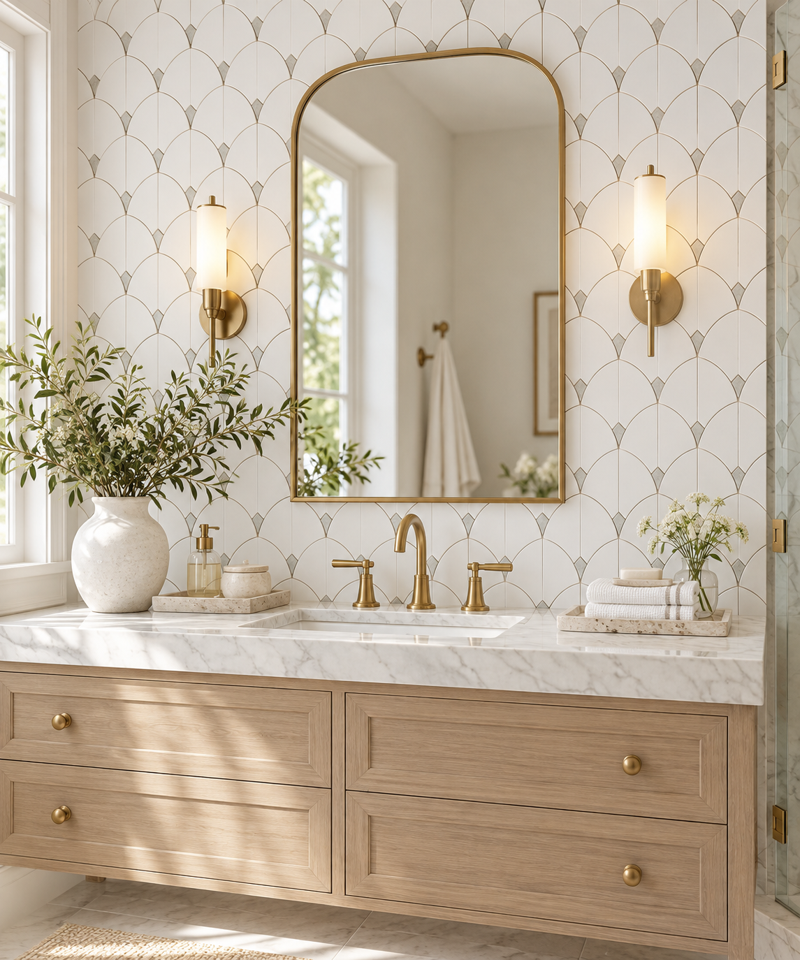ROMINA - Thassos W/ Agatha Green Marble Mosaic - Polished - DW TILE & STONE - Atlanta Marble Natural Stone Wholesale Stone Supplier