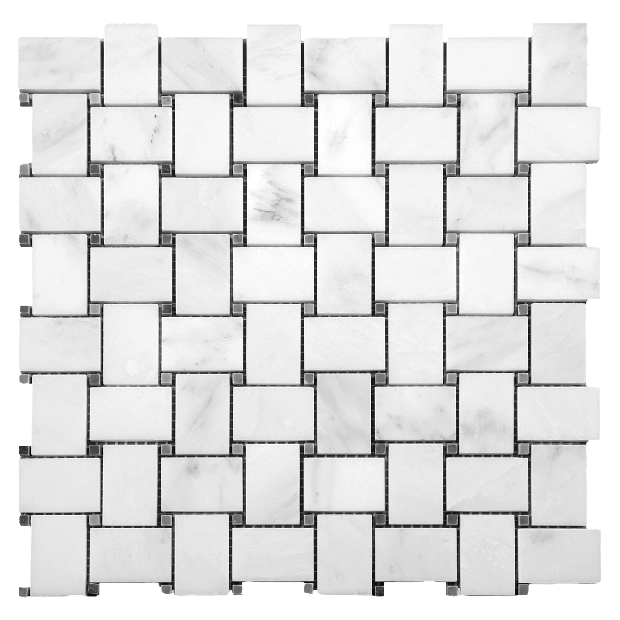 Bianco Bello Marble Premium 1.25" x 2" Basketweave w/Grey Mosaic - Polished  - DW TILE & STONE - Atlanta Marble Natural Stone Wholesale Stone Supplier