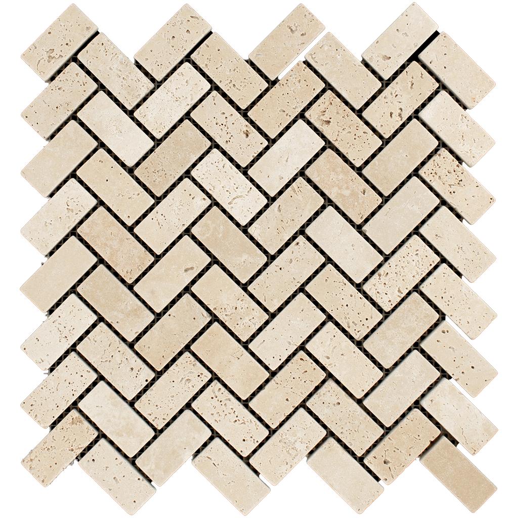 1x2 Ivory Travertine Mosaic Tile Herringbone - Tumbled Tumbled / 1" x 2" - DW TILE & STONE - Atlanta Marble Natural Stone Wholesale Stone Supplier