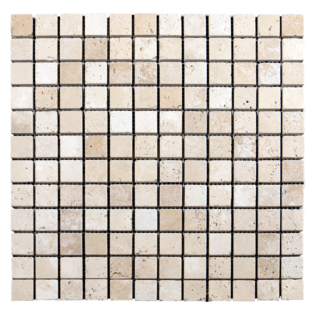 1x1 Ivory Travertine Mosaic Tile - Tumbled Tumbled / 1" x 1" - DW TILE & STONE - Atlanta Marble Natural Stone Wholesale Stone Supplier