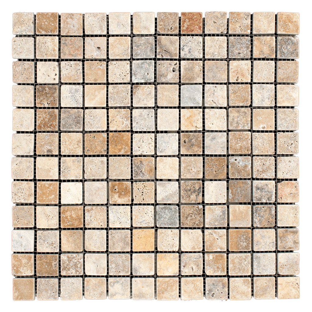 1x1 Scabos Travertine Mosaic Tile - Tumbled  - DW TILE & STONE - Atlanta Marble Natural Stone Wholesale Stone Supplier