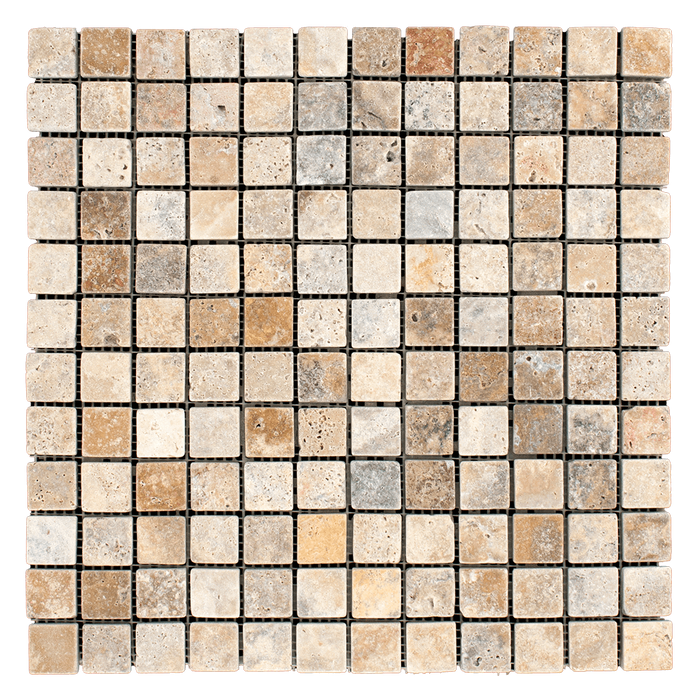 1x1 Scabos Travertine Mosaic Tile - Tumbled  - DW TILE & STONE - Atlanta Marble Natural Stone Wholesale Stone Supplier