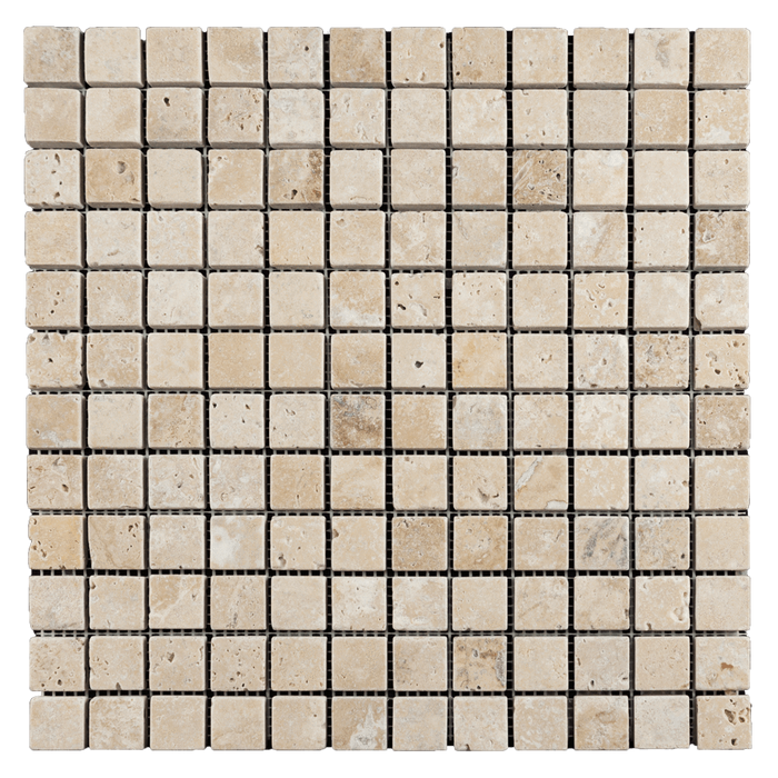 1x1 Walnut Travertine Mosaic Tile - Tumbled  - DW TILE & STONE - Atlanta Marble Natural Stone Wholesale Stone Supplier