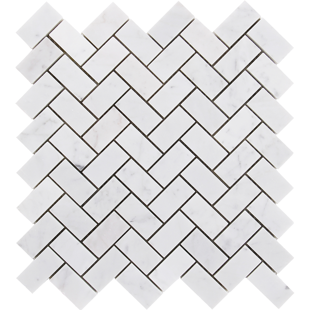 1x2 HERRINGBONE Bianco Gioia Marble Mosaic Tile - Polished Polished / 11" x 12" - DW TILE & STONE - Atlanta Marble Natural Stone Wholesale Stone Supplier