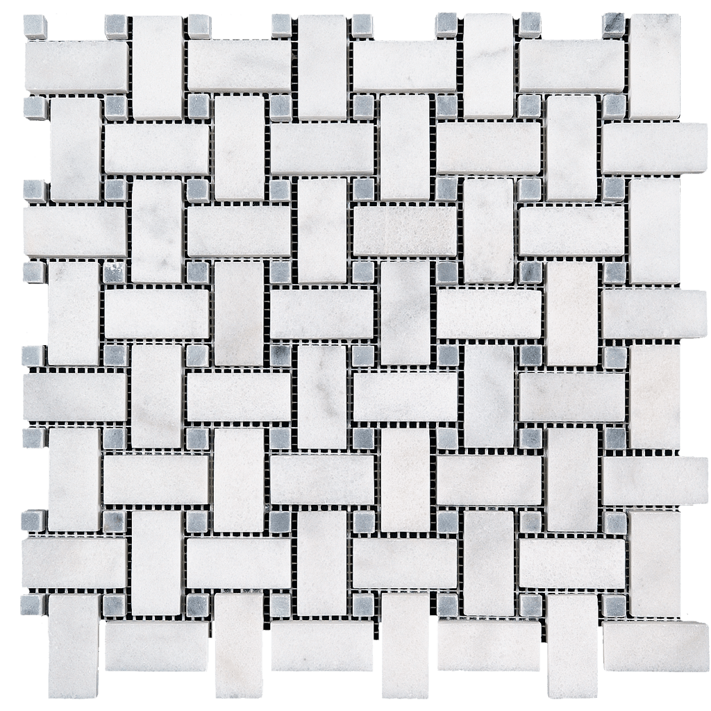 1x2 BASKETWEAVE w/Grey Bianco Perla Marble Mosaic - Polished Or Honed  - DW TILE & STONE - Atlanta Marble Natural Stone Wholesale Stone Supplier