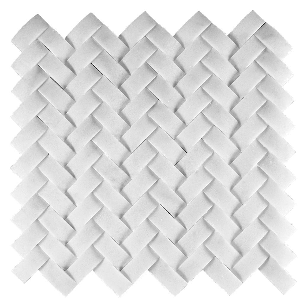 1x2 CAMBERED HERRINGBONE  Bianco Perla Marble Mosaic - Honed  - DW TILE & STONE - Atlanta Marble Natural Stone Wholesale Stone Supplier