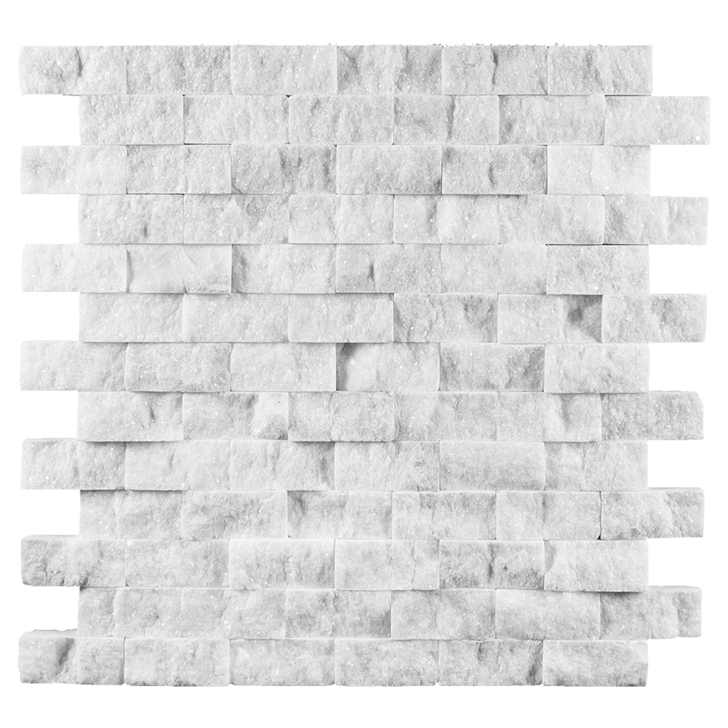 1x2 SPLIT FACE Bianco Perla Marble Mosaic Split Face / 12"x12" - DW TILE & STONE - Atlanta Marble Natural Stone Wholesale Stone Supplier