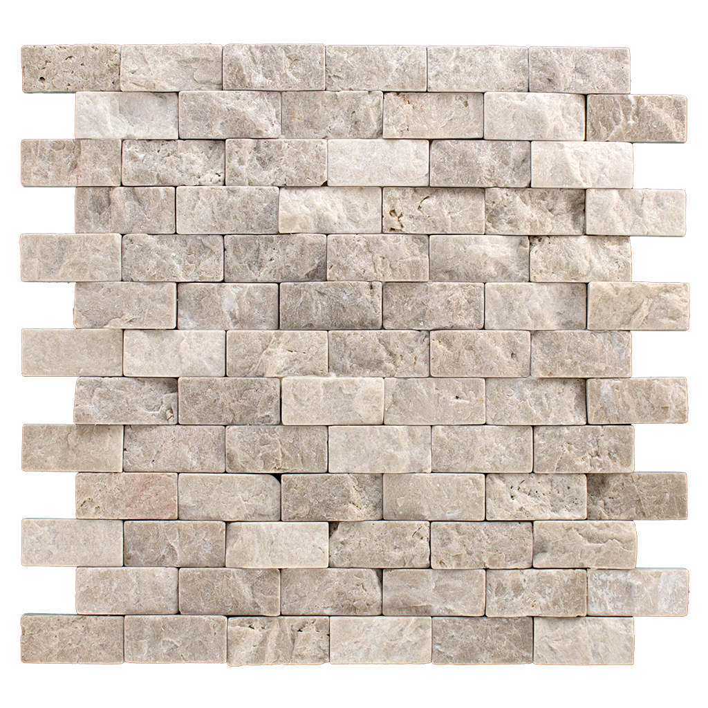 1x2 Crema Nova Marble Mosaic Tile - Tumbled Split Face Tumbled Split Face / 1" x 2" - DW TILE & STONE - Atlanta Marble Natural Stone Wholesale Stone Supplier