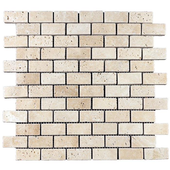 1x2 Ivory Travertine Mosaic Tile - Tumbled Tumbled / 1" x 2" - DW TILE & STONE - Atlanta Marble Natural Stone Wholesale Stone Supplier