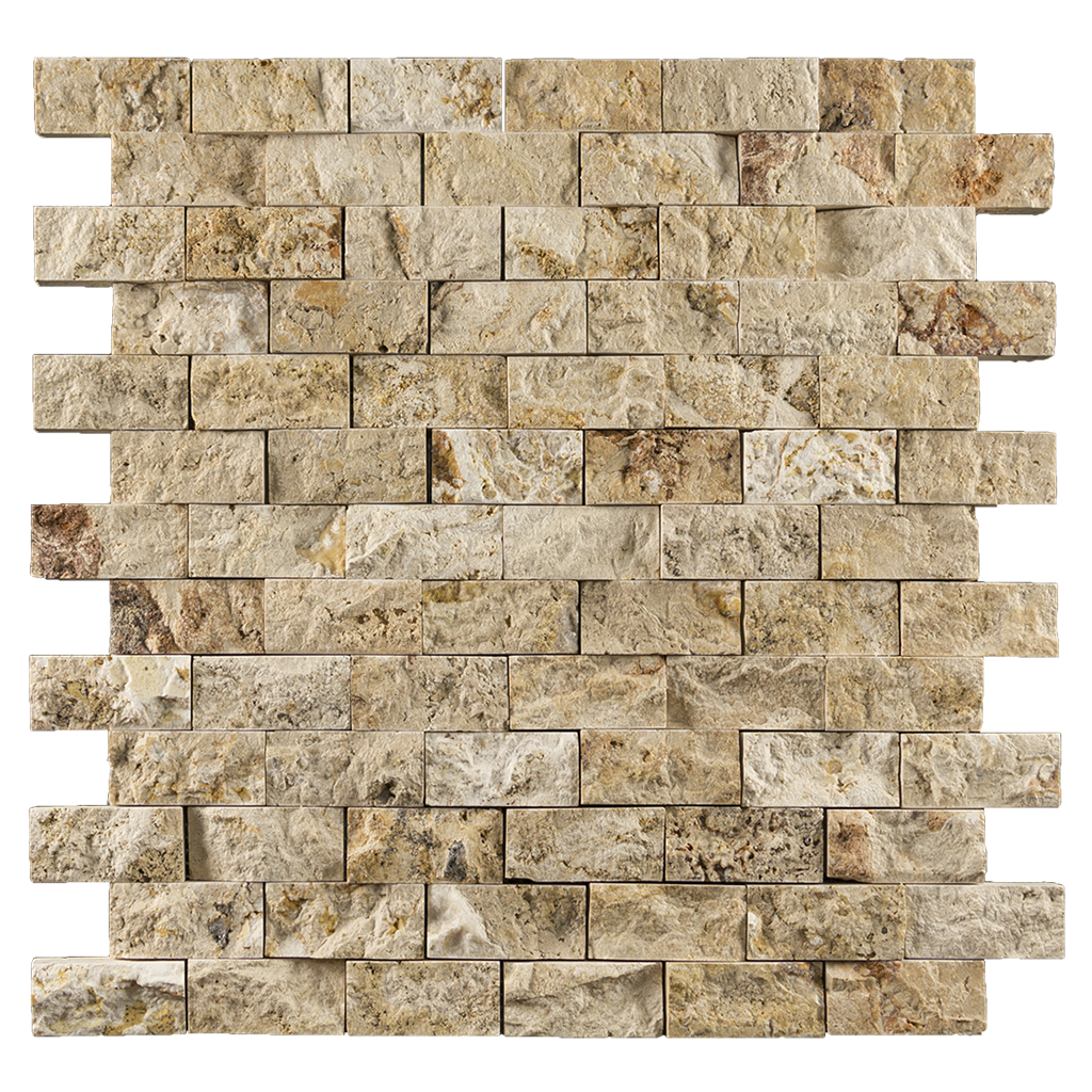 1x2 Leonardo Travertine Mosaic Tile - Split Face Split Face / 1" x 2" - DW TILE & STONE - Atlanta Marble Natural Stone Wholesale Stone Supplier
