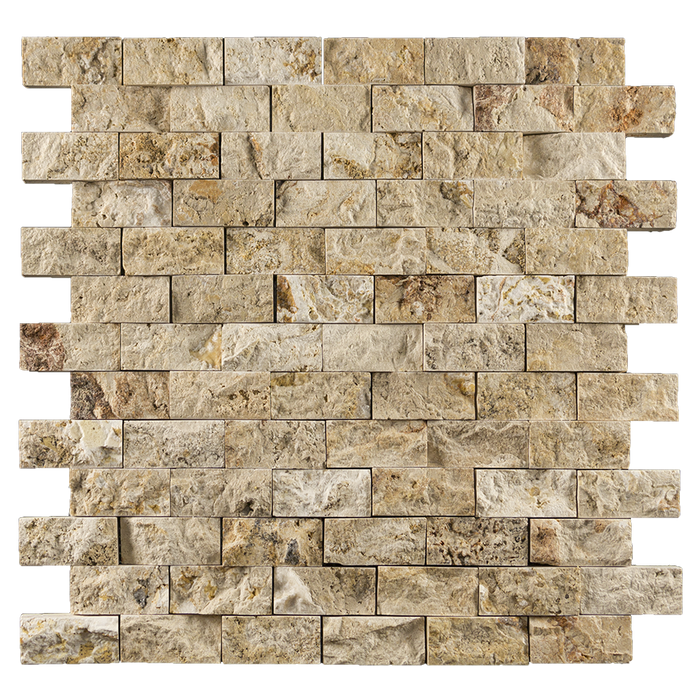 1x2 Leonardo Travertine Mosaic Tile - Split Face Split Face / 1" x 2" - DW TILE & STONE - Atlanta Marble Natural Stone Wholesale Stone Supplier