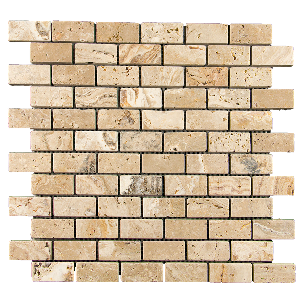 1x2 Leonardo Travertine Mosaic Tile - Tumbled Tumbled / 1" x 2" - DW TILE & STONE - Atlanta Marble Natural Stone Wholesale Stone Supplier