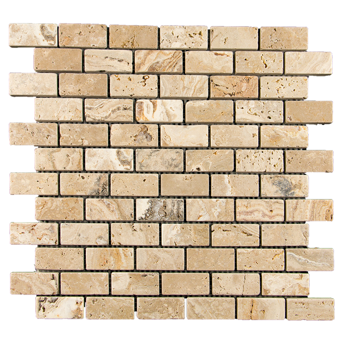 1x2 Leonardo Travertine Mosaic Tile - Tumbled Tumbled / 1" x 2" - DW TILE & STONE - Atlanta Marble Natural Stone Wholesale Stone Supplier