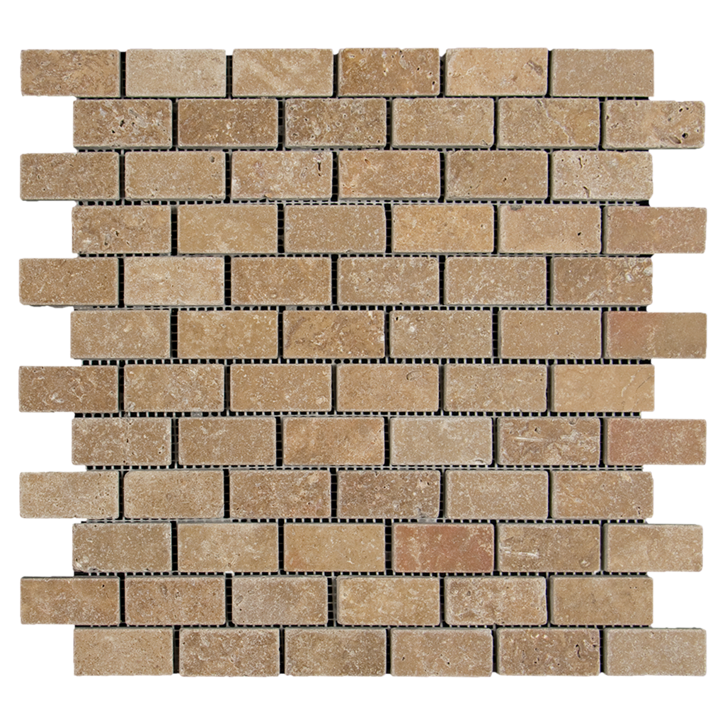 1x2 Noche Travertine Mosaic Tile - Tumbled Tumbled / 1" x 2" - DW TILE & STONE - Atlanta Marble Natural Stone Wholesale Stone Supplier