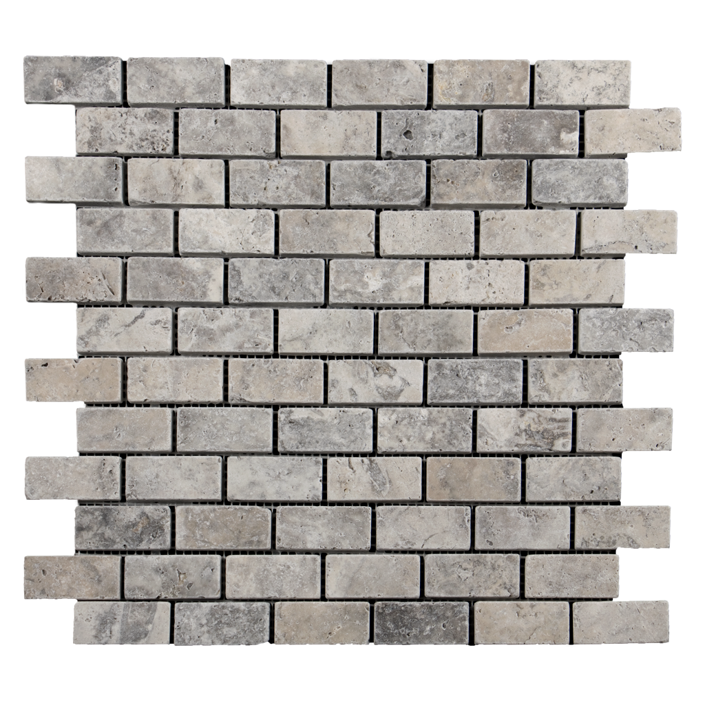 1x2 Silver Travertine Mosaic Tile - Tumbled Tumbled / 1" x 2" - DW TILE & STONE - Atlanta Marble Natural Stone Wholesale Stone Supplier