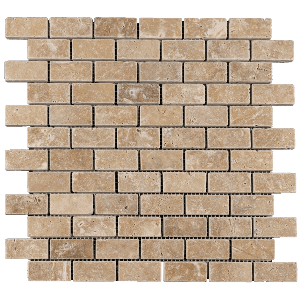 1x2 Walnut Travertine Mosaic Tile Tumbled / 1" x 2" - DW TILE & STONE - Atlanta Marble Natural Stone Wholesale Stone Supplier