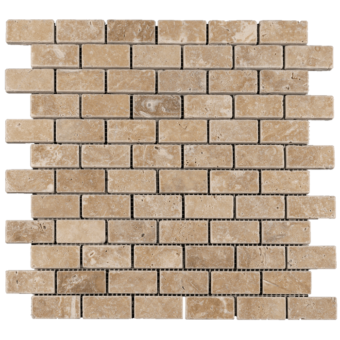 1x2 Walnut Travertine Mosaic Tile Tumbled / 1" x 2" - DW TILE & STONE - Atlanta Marble Natural Stone Wholesale Stone Supplier